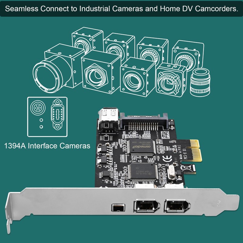 LinksTek 4-Ports PCIE 1394A Firewire 400 Card for Windows OS
