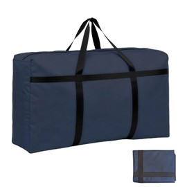 Hijelyn 旅行バッグ 引越し 150L大容量布団収納袋 防水 ボストンバッグ オックスフォード生地製 持ち手付き 布団 服 衣類 ぬいぐるみ 収納 お昼寝布団バッグ 紺色