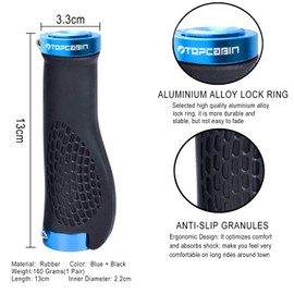 TOPCABIN Ergonomic Design Bike Grips,Double Lock on Locking Bicycle Handlebar Grips Cycle Bicycle Grip for Mountain Bike BMX ((Aluminum lock plug+Grips) Light blue)