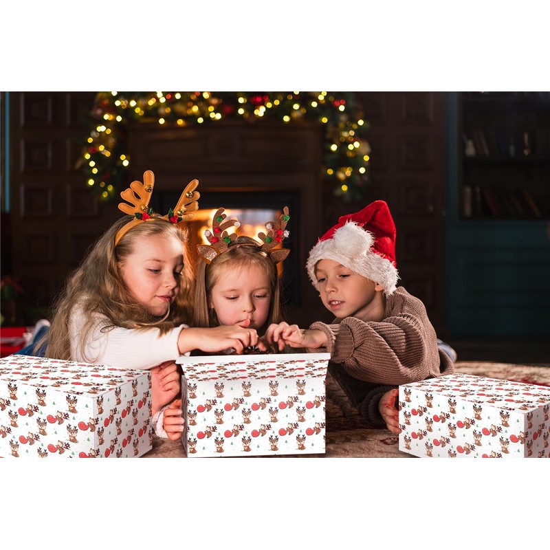 Linelglobal Christmas Gift Box with Lid for Kid Women Men