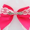 My Lello Medium 4" Girls Hair-Bow Barrette Satin & Lace