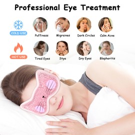 CONBELLA 2PCS Adorable Cooling Eye Mask Gel Eye Mask, Reusable Hot Cold Therapy Cold Eye mask for Post Surgery, Puffiness, Dark Circles, Eye Bags, Dry Eyes, Migraines with Soft Plush Backing