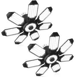 SEOBIOG 2-Pack LED Garage Light Bulbs, Ultra Bright 250W 25000LM Garage Lights Ceiling LED, 6500K Shop Light w/ 7+1 Deformable Panels, LED Light Bulbs for Garage, Workshop, Warehouse, Barn