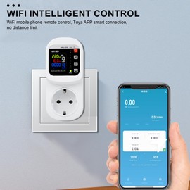 Jadeshay Surge Protector, 16A WiFi Smart Voltage Current Protection Socket Electricity Meter Adjustable Voltage Current Leak Protection EU Plug with Surge Under Voltage Protection