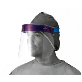 Medline Disposable Full Length Face Shield, Anti-Fog Polyester, 7.5 Inches Long, Foam Top, Elastic Band, Case of 96 Each