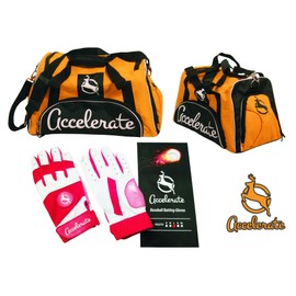 Accelerate Baseball & Softball Batting Gloves Youth Large & Sports Team Equipment Gear Duffel 21" x 11" x 11" Duffle Bag 5 Pockets Adjustable Strap