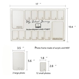 ZYGNHMO Rustic Wooden School Years Picture Frame, 14 Photos Pre-K to Graduation School Photo Frame, Graduation Keepsake for Graduation Gifts (Light Wood)