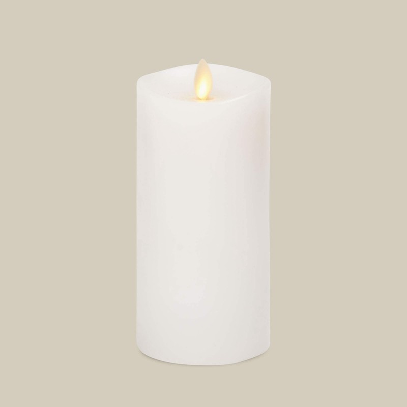 Luminara Flameless Slim Pillar Candle, Flickering Real Flame Effect, Melted