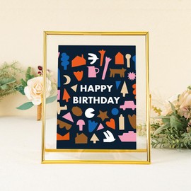 Calculs Happy Birthday To You Decorative Signage 'Content Replacable' Gold Floating Picture Frame for Birthday Party Photo Display Holders Gifts 10 Inches