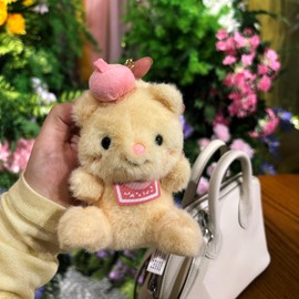 CIATOO 4.7-inch cute teddy bear backpack pendant keychain, teddy bear car pendant, women's holiday gift (Pink)