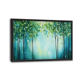 Lovira Green Forest Tree Large Wall Art Nature Landscape Canvas Wall Decor Pictures Prints Painting Framed Modern Artwork for Living Room Bedroom Bathroom Office 24"x36"