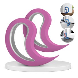 Stoppy Door and Window Stopper, Multi-Functional Wedge, Convenient Door Hook, Window Clamp, Keep Doors and Windows Open with Ease, Home and Office Accessory, (Pink, 2 Pack)