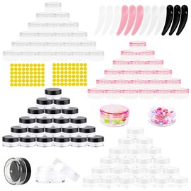 RUIJIE Pack of 100 Containers 5 g/5 ml Empty Cream Jars with Screw Cap Lid Small Pots Empty Container Cream Jars Sample Containers Travel Bottle Jar Container for Cosmetics Lip Balm Cream