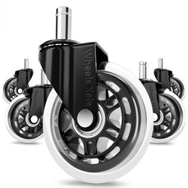 Office Chair Wheels, Set of 5, 11x22mm Stem Size That Fits 98% Chairs, Rubber Rollerblade Casters for Desk & Gaming Chair are Easy to Install & Suitable for All Floor Types (Clear, Not for IKEA)