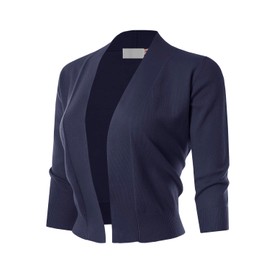 MAYSIX APPAREL - Cárdigan corto de manga 3/4 para mujer (S-3XL), Msg1-azul marino, S