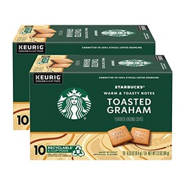 Starbucks Coffee Company Flavored Ground Coffee K-Cup Pods, Toasted Graham, Signature Collection, 100% Arabica Coffee, Recyclable K-Cup, 10 CT K-Cup Pods/Box (Pack of 2 Boxes),10 Count (Pack of 2)