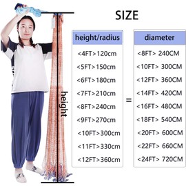 Fishing Net for Fishing Nylon Fishing Nets with Sinker Hand Throw Fishnets Diameter from 1.8 m to 7.2 m Suitable for Rivers and Lakes (5.4 m