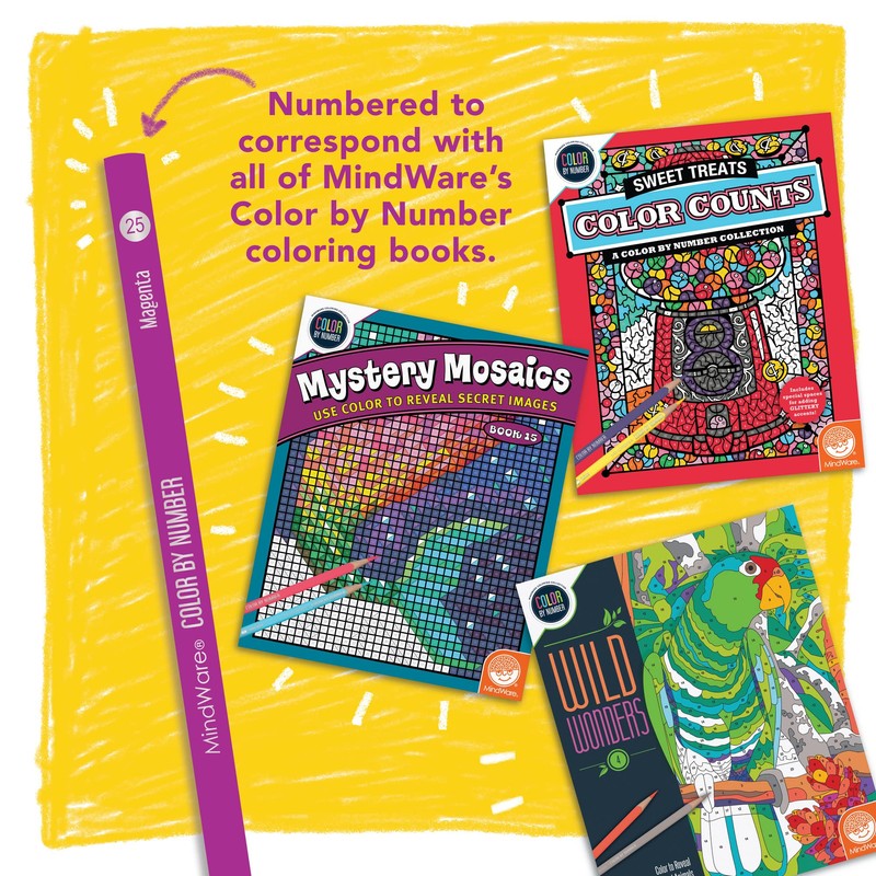 MindWare Color by Number Colored Pencils for Kids & Adults