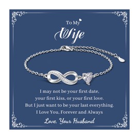 SUNSH Bracelets for Womens, Silver 5A Zirconia Infinity Heart Bracelet, Adjustable Ladies Bracelet, Gift for Girlfriend/Wife/Soulmate, Christmas/Birthday/Valentine's Day/Anniversary-Wife