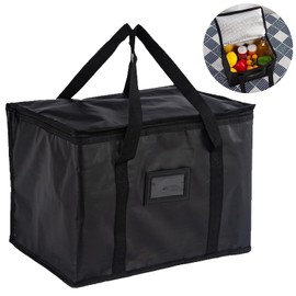 Large Food Delivery Bag, Insulated Thermal Bag for Hot & Cold Food Transport, Reusable Grocery Shopping Bag with Sturdy Zippers and Handles, Ideal for Catering, Restaurants, and Grocery Stores