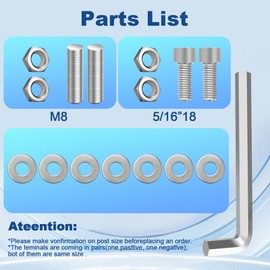 12-Way Battery Terminal Connectors with Bolt Down Ends or Threaded Studs, Heavy-Duty 8AWG to 4/0 AWG Battery Terminals-Universal for Copper and Aluminium Wires,M8 or 5/16”-18