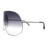 XXL Oversized Metal Rim Curved Monolens Shield Racer Sunglasses Silver