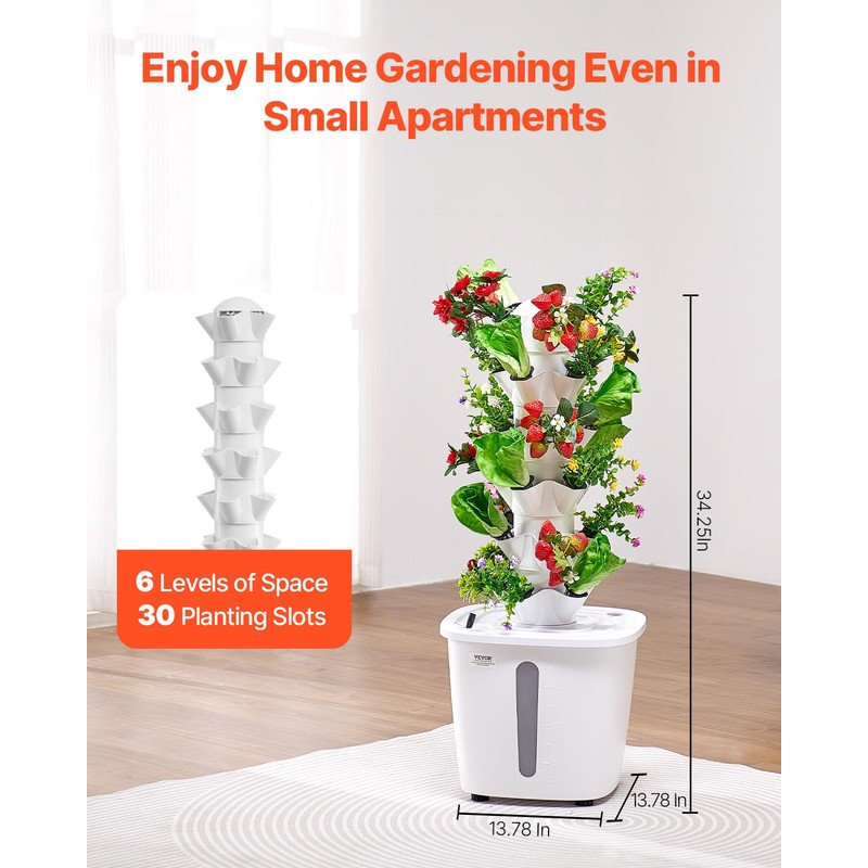 VEVOR Hydroponic Growing System, 30 Pods Vertical 6 Tiers Hydroponic