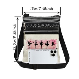 XiaoGalaee Ballet Art Adjustable Strap Crossbody Bag Watercolor Dancer Print for Women Messenger Bag Dance Quote Gift for Ballerina Sister's Birthday International Dance Day​​ Gift for Ballet Lover