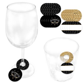 Big Dot of Happiness Masquerade - Venetian Mask Party Paper Beverage Markers for Glasses - Drink Tags - Set of 24