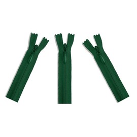 Invisible (Conceal) YKK Zippers - Perfect for Clothes, Crafts & Sewing Projects - Color: Green #530 - Choose Your Length - Made in The United States (3 Zippers Per Pack) (14" Inches)