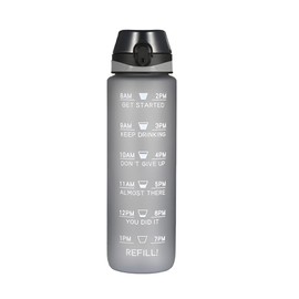 1L Water Bottle Motivational Drink Flask With Time Markings BPA Free Leak-Proof Drink Flask Ideal for Sport Gym