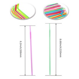 Yucenora 200 PCS Flexible Drinking Straws, Multicolored Plastic Disposable Long Bendable Straws for Drinking(Solid)