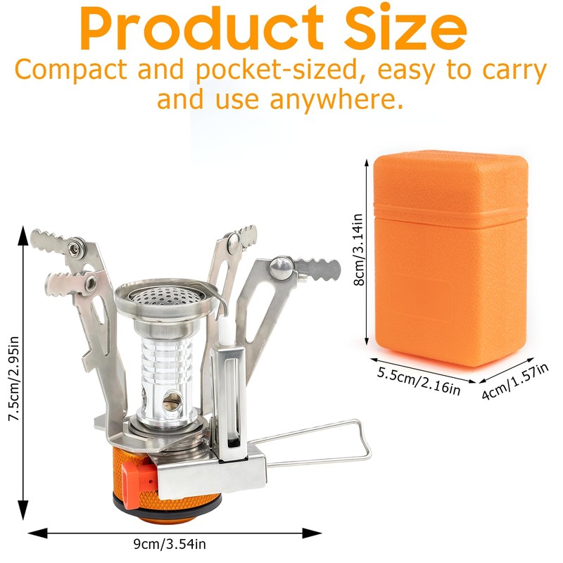 ASSRECT Camping Gas Stove, Portable Windproof Backpacking Stove with Piezo