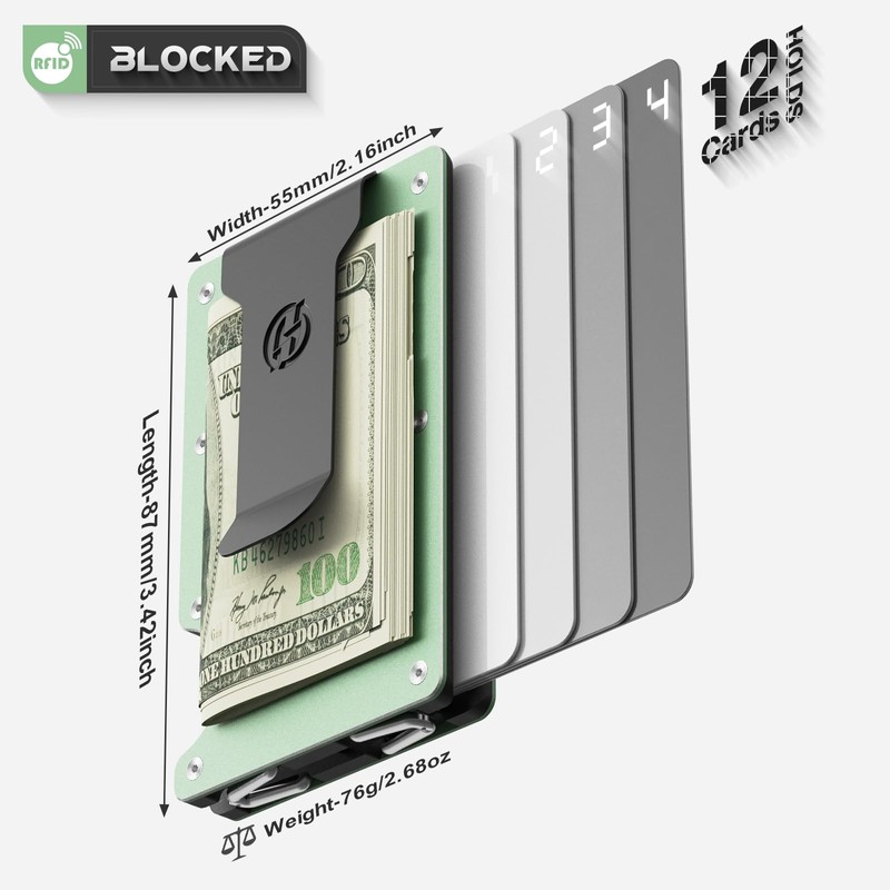 HIESGIE Wallet for Women, Minimalist Card Holder with Removable Clip,