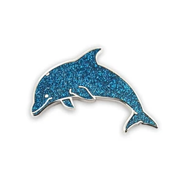 Pinsanity Bonito pin de solapa esmaltado de delfín con purpurina