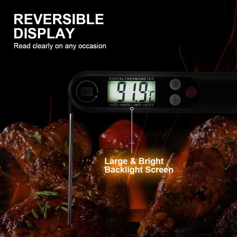 AOOSA Meat Thermometer, Instant Read Cooking Thermometer with Foldable Probe