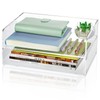 NiOffice Acrylic Desk Organizer, 2 Tier Stackable Clear Acrylic Desk