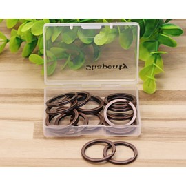 Shapenty Small Round Metal Flat Split Key Ring Chain Keyring for Home Office Car Keys Name Tag Dog Collar Leash DIY Attachment, 16PCS (Copper, 1Inch)