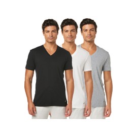 Nautica Men's Cotton V-neck T-shirt - Multipack, New White/Black/Heather Grey - 3 Pack, Large