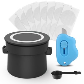 Reusable Vertuo Capsule Kit for Reusable nespresso Vertuo Pods, Upgraded Holder with 100 Pcs Aluminum Foil Seal Lids and Brush Lid Opener for Refillable Vertuo Pods（Black)