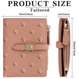 Farcauo Women's Purse Floral Design Purse with ID Compartment and Card Sleeves Small Wallet, #J Pink Flower Wallet for Women, Classic