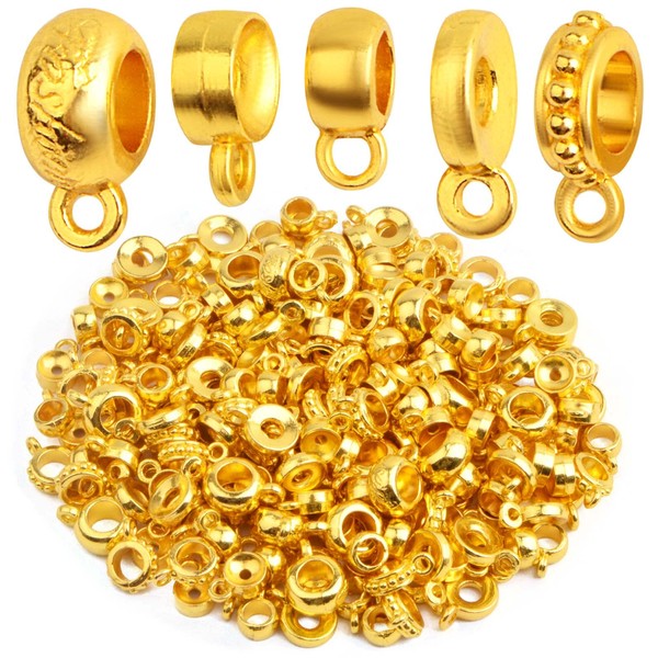 100 Gram Bright Golden Bail Tube Beads Mixed Alloy Bail