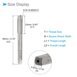 CoCud Thread Milling Taps, 5/16-18 Thread H2, High Speed Steel Machine 3 Straight Flutes Screw Threading Tool - (Applications: for Tapping Drilling Machine), 2-Pieces