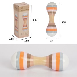 Baby Maracas Hand Percussion Rattles, Wooden Rumba Shaker Musical Instrument for Kids Toddlers