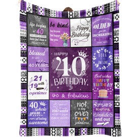 Ueedklaayy 40th Birthday Gifts for Her, 40th Birthday Decorations for Women, Happy 40th Birthday Gifts for Women, 40 Year Old Gifts for Women Turning 40 and Fabulous - 40th Decoration Blanket 60"X50"