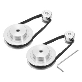 uxcell 2 Set GT-2 Synchronous Wheel 20&60 Teeth 5mm Bore, Aluminum Alloy Timing Pulley Wheel with 2Pcs Length 200mm, Width 6mm Belt for 3D Printer, CNC Machine (20-60T-5B-6)
