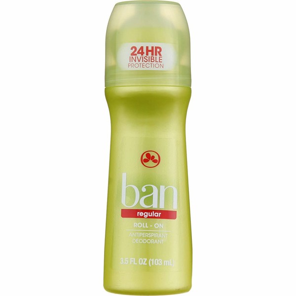 Ban Deodorant Roll-On Anti-Perspirant Regular, 3.5 Fl Oz