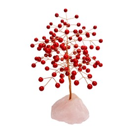 SJGUOJI Natural Rose Quartz Crystals Tree with Copper Wire, Pink Desk Decor, Feng Shui Home Decor for Love, Wealth and Luck 4"-6"