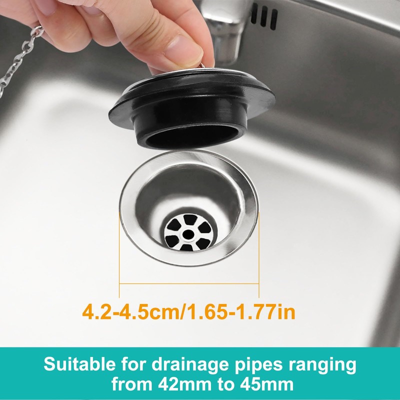 2 Pcs Universal Bath Plug, Kitchen Sink Plug with Stainless