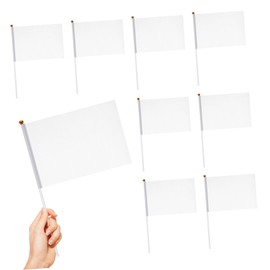 NUOBESTY White Blank Flags, 24pcs Hand Waving Flags Small DIY Sublimation Flag for Party, Wedding, Sporting Events, Competition, Celebration, Game Parade